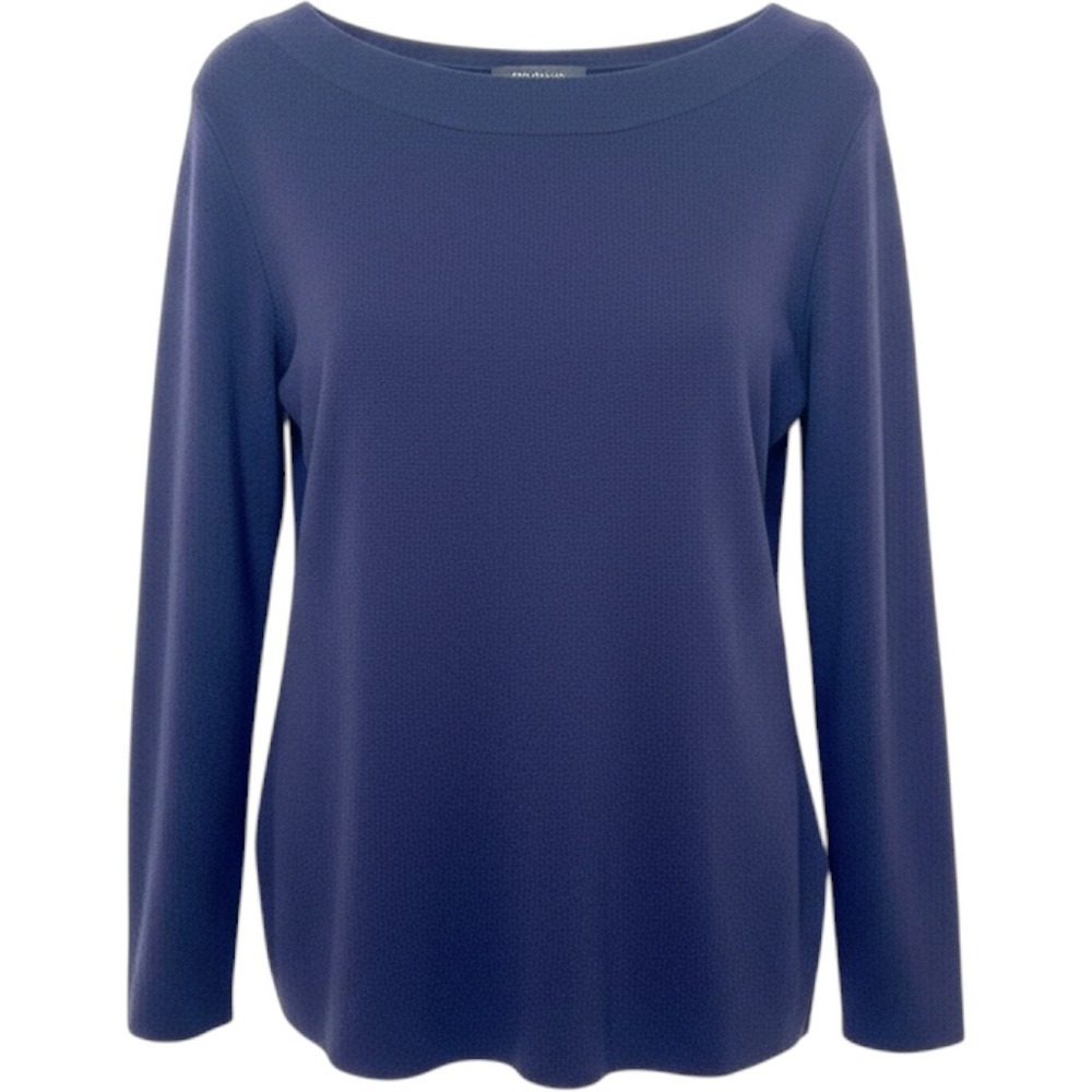 Ann Taylor Womens Navy Blue Boat Neck Long Sleeve Knit Sweater Size M